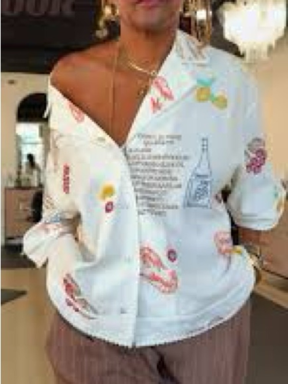 Caroline Constas Frutti di Mare Embroidered Linen Shirt